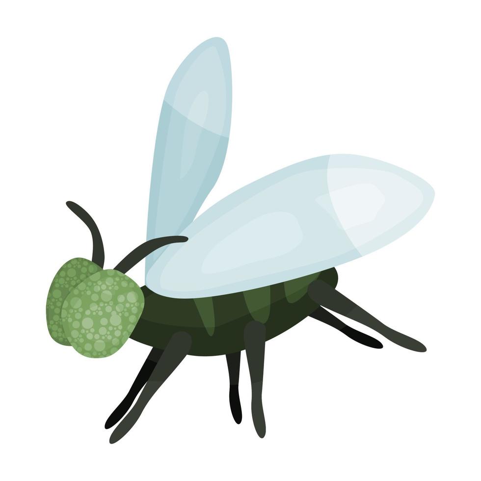 fly green insect. illustration flat style vector