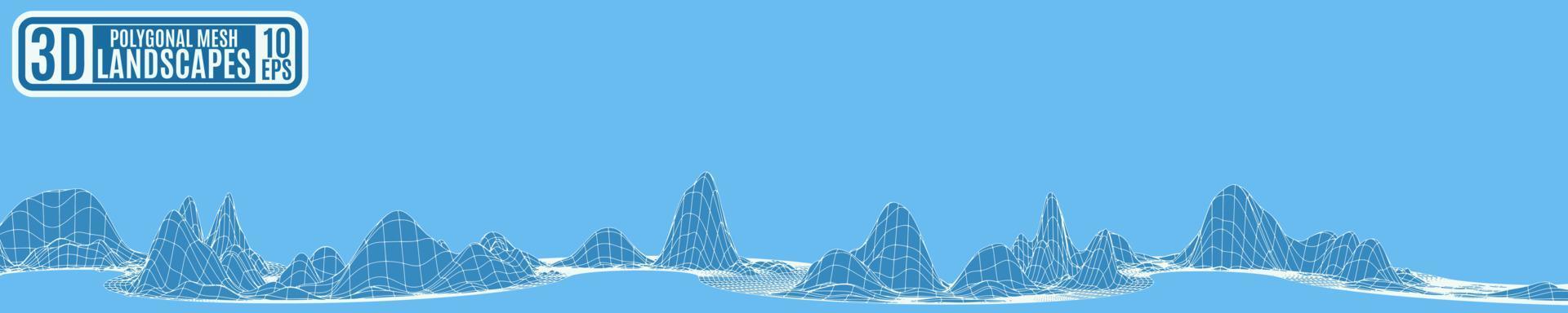 Montañas artificiales sobre un fondo azul para publicidad. vector