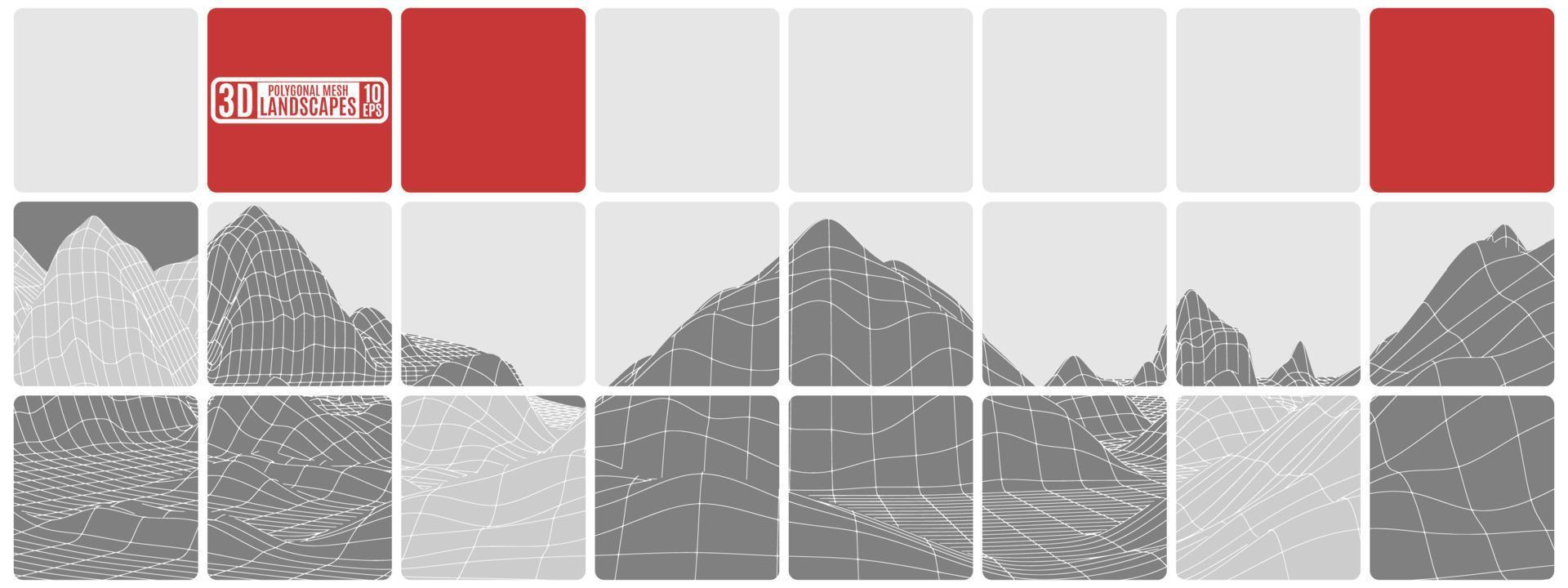 abstracción de azulejos en blanco y negro con inserciones rojas tierras de montaña vector