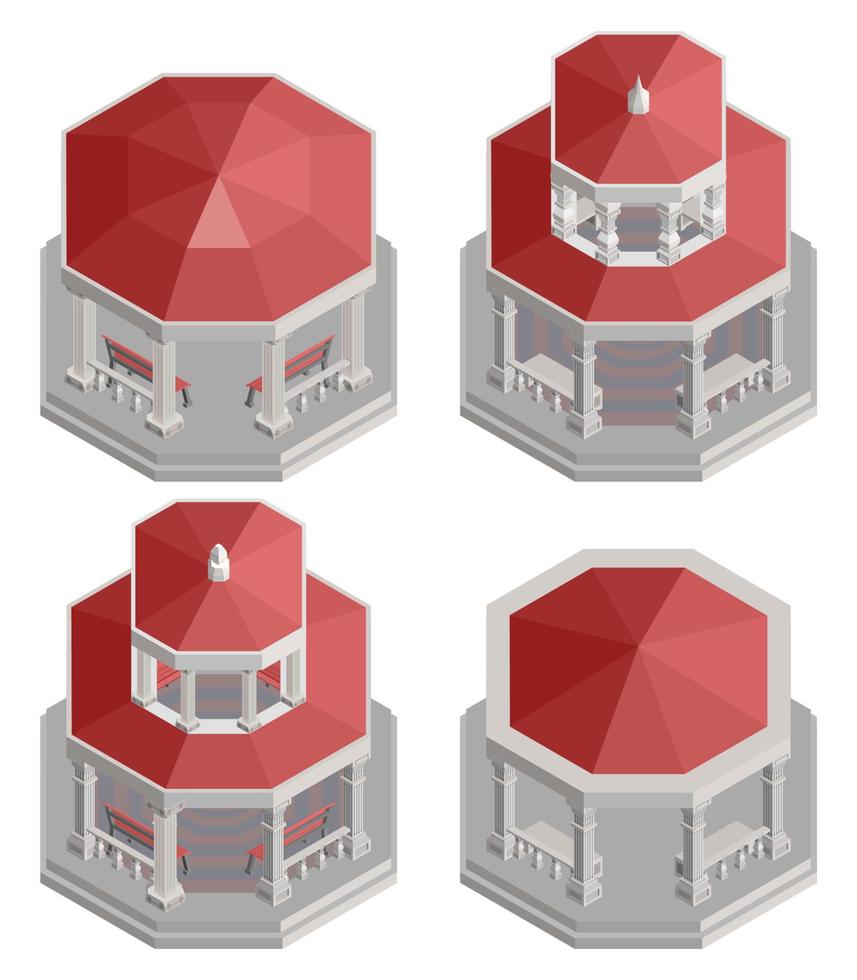 a collection of old isometric columns gazebo vector