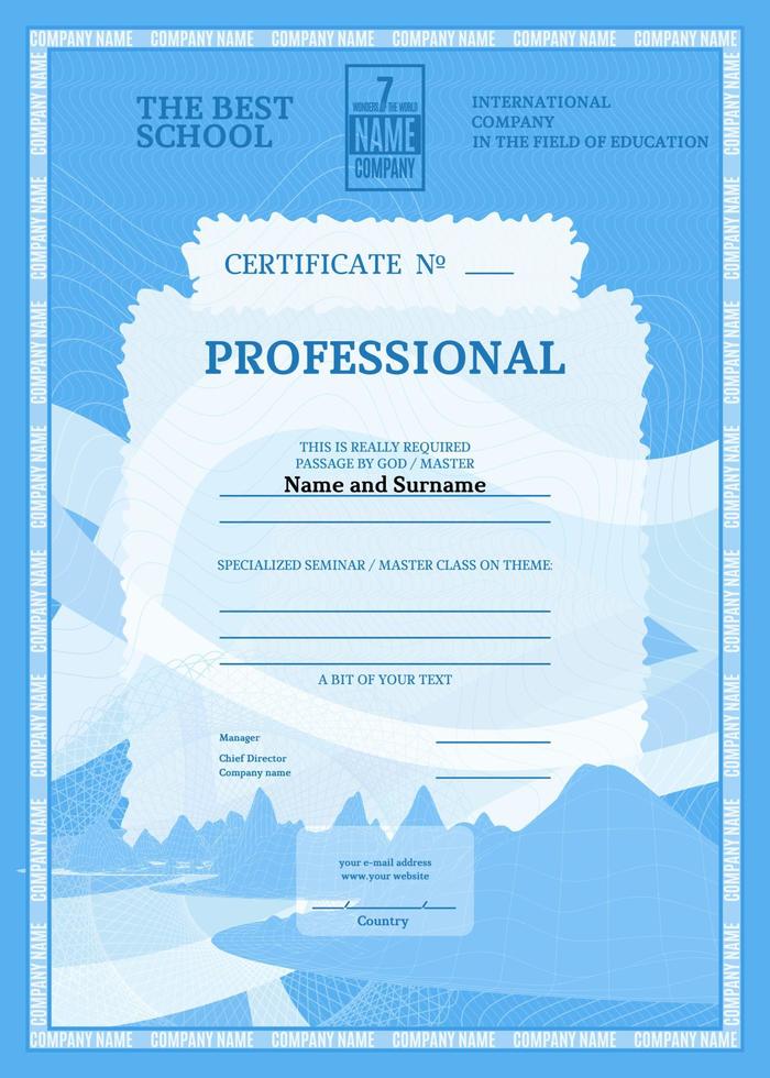 blue certificate for education complex texture vector