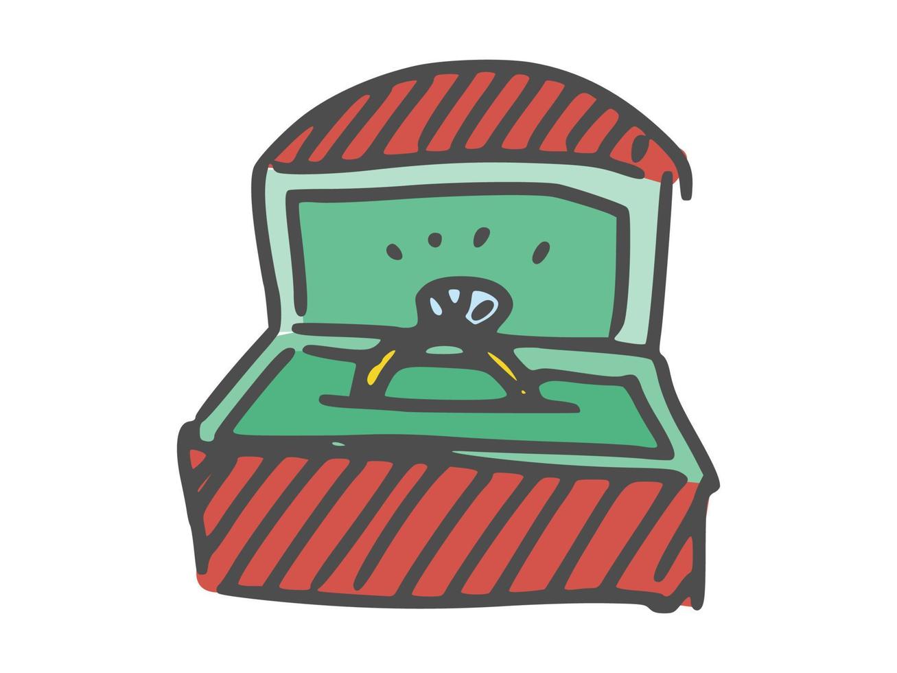 wedding ring in a gift box doodle drawing. sketch vector