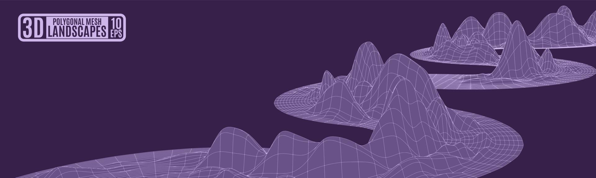 Montañas en la abstracción del marco de fondo violeta oscuro vector