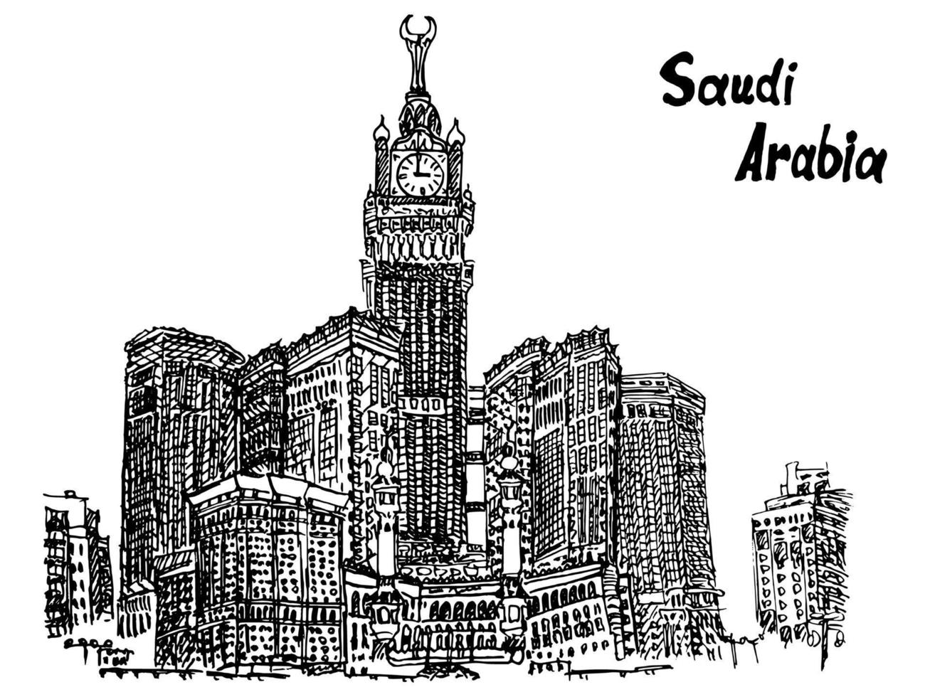 arabia saudita, bosquejo, postal, alto, rascacielos vector