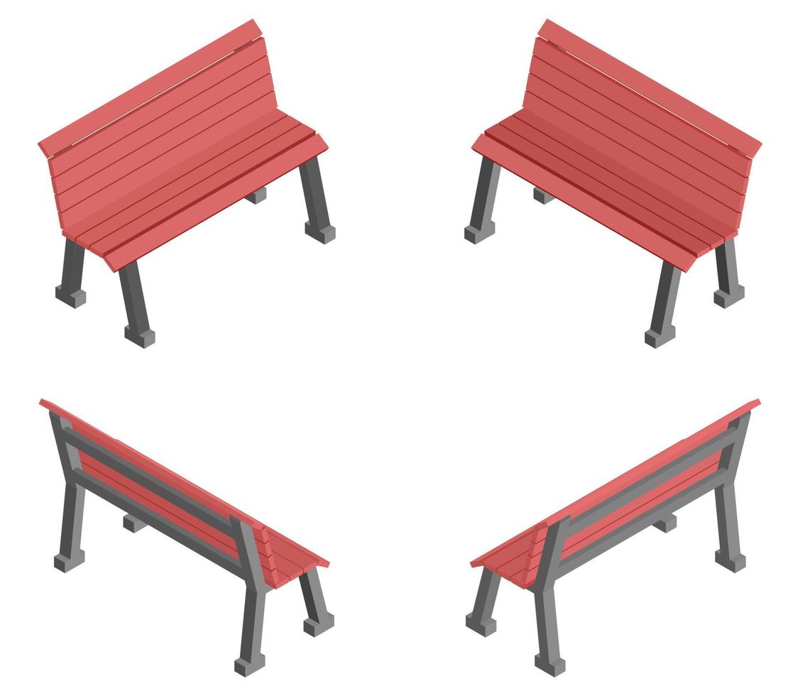 isometric bench set vector collection