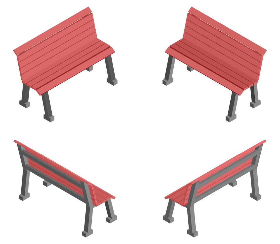 isometric bench set vector collection