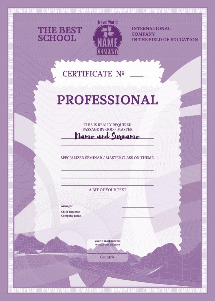 purple certificate for education complex texture vector