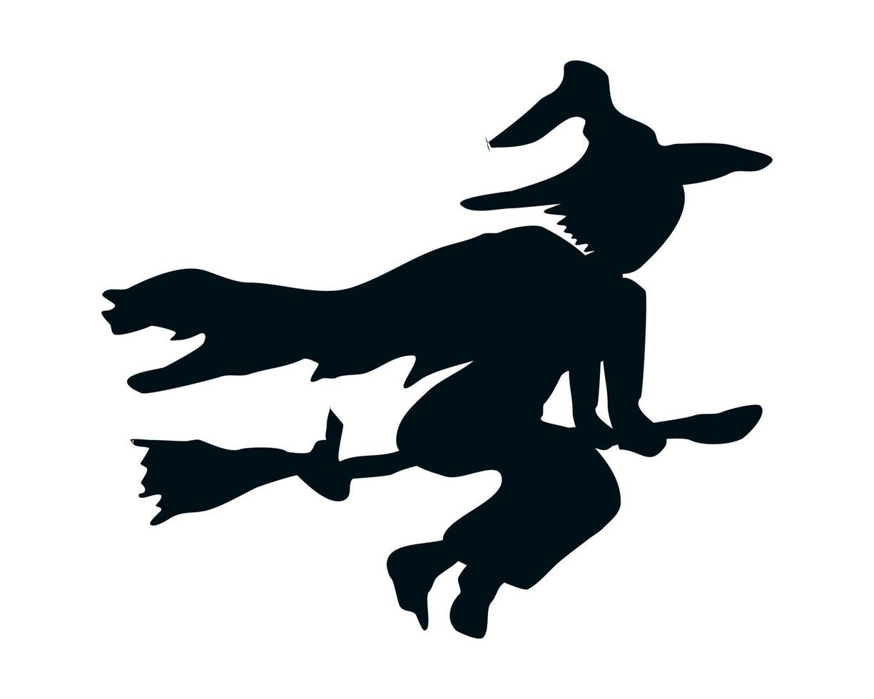 silhouette of a witch on a broom. illustration new vector