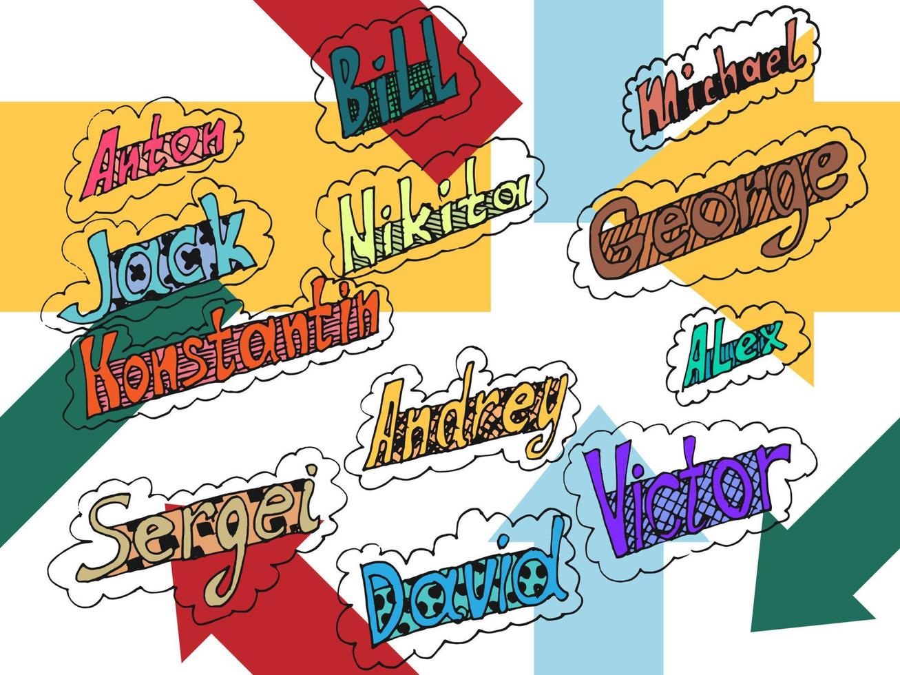 dudle sketch a vivid abstraction with male names vector