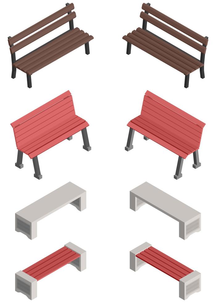 large selection of isometric benches vector