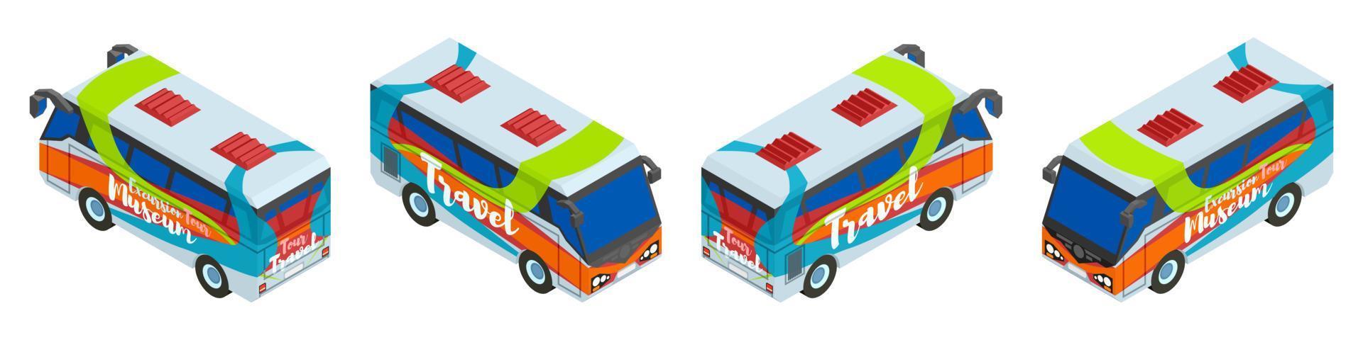 bright with graffiti tourist bus vector