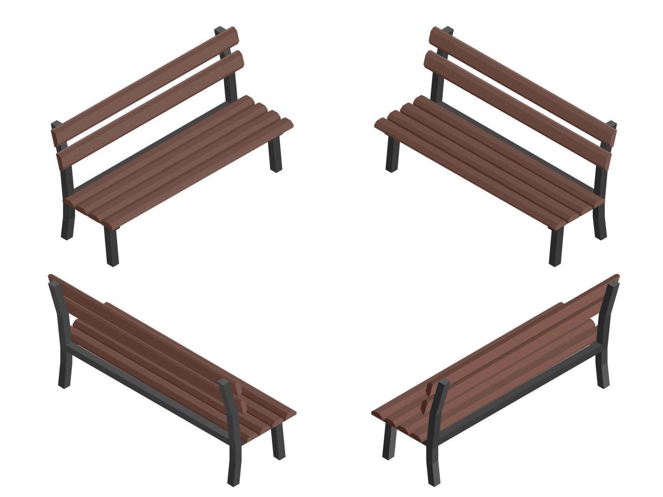 wooden brown isometric bench vector