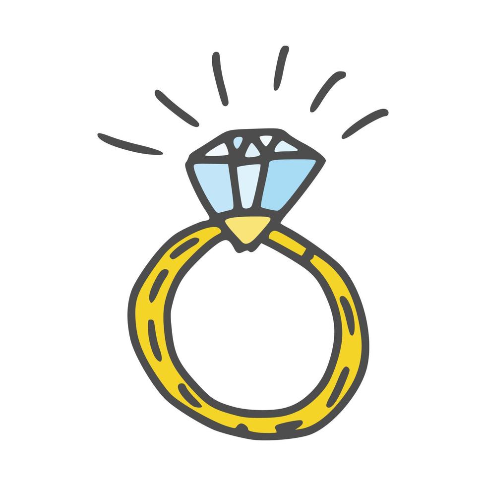 diamond engagement ring doodle drawing. sketch new vector