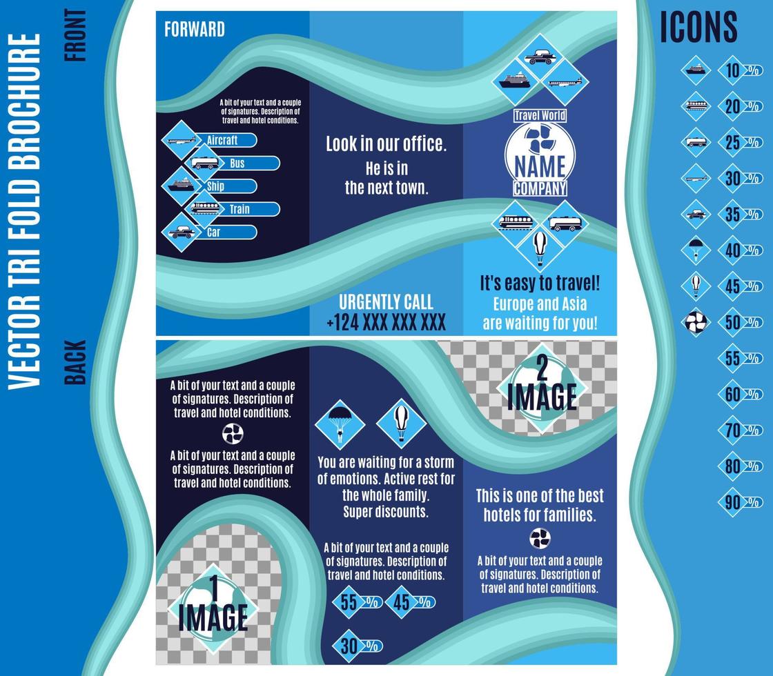 folleto de la empresa de viajes sobre la prestación de servicios en t vector