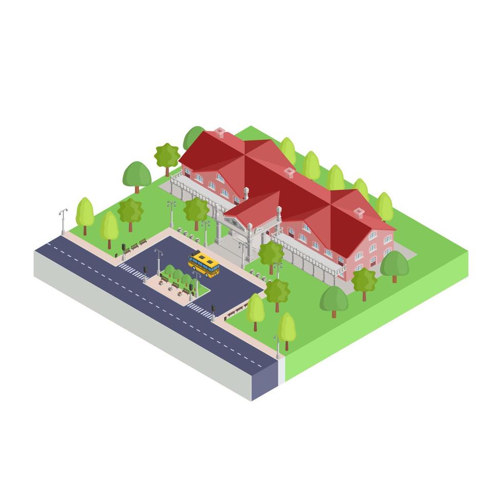 isometric icon of a big old school vector