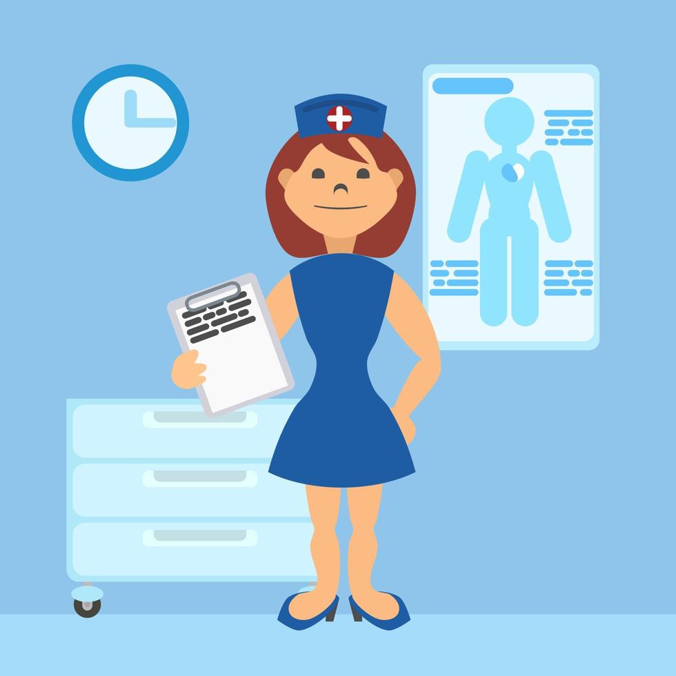 nurse in office with tablet in hands vector