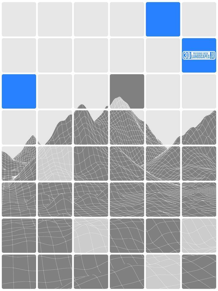 abstracción de azulejos en blanco y negro con inserciones azules montaña tierra vector