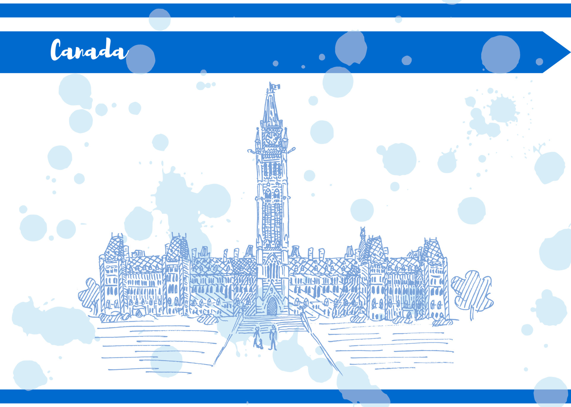 canada parliament sketch work vector postcard Blue 4245315 Vector Art