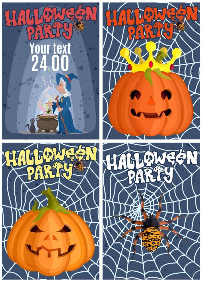 selection of posters for a party for a holiday of Halloween vector