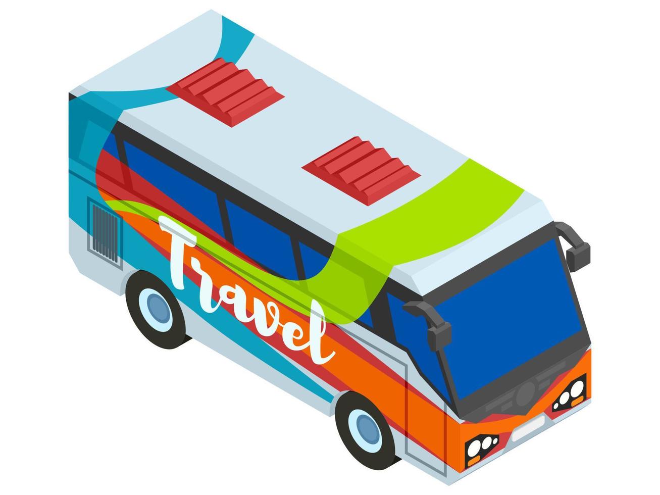 bus turístico isométrico para viajar. vector