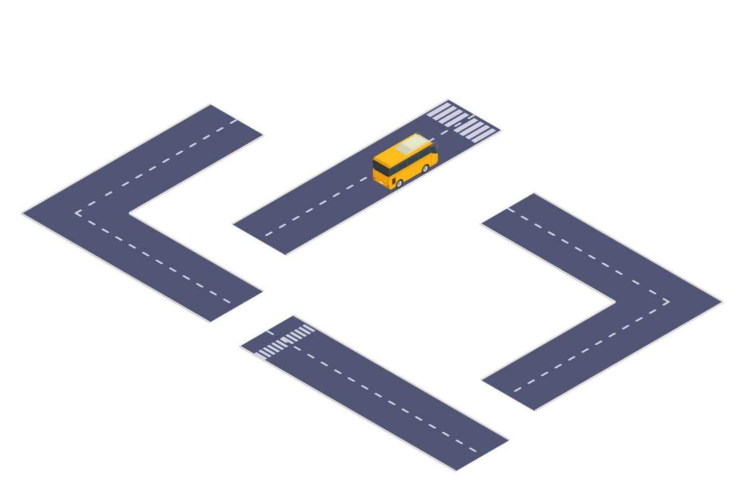 isometric road highway designer with bus vector