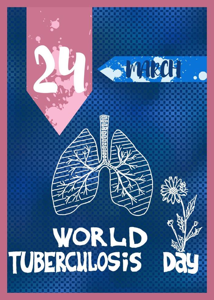 cartel brillante el día de la lucha contra la tuberculosis azul vector