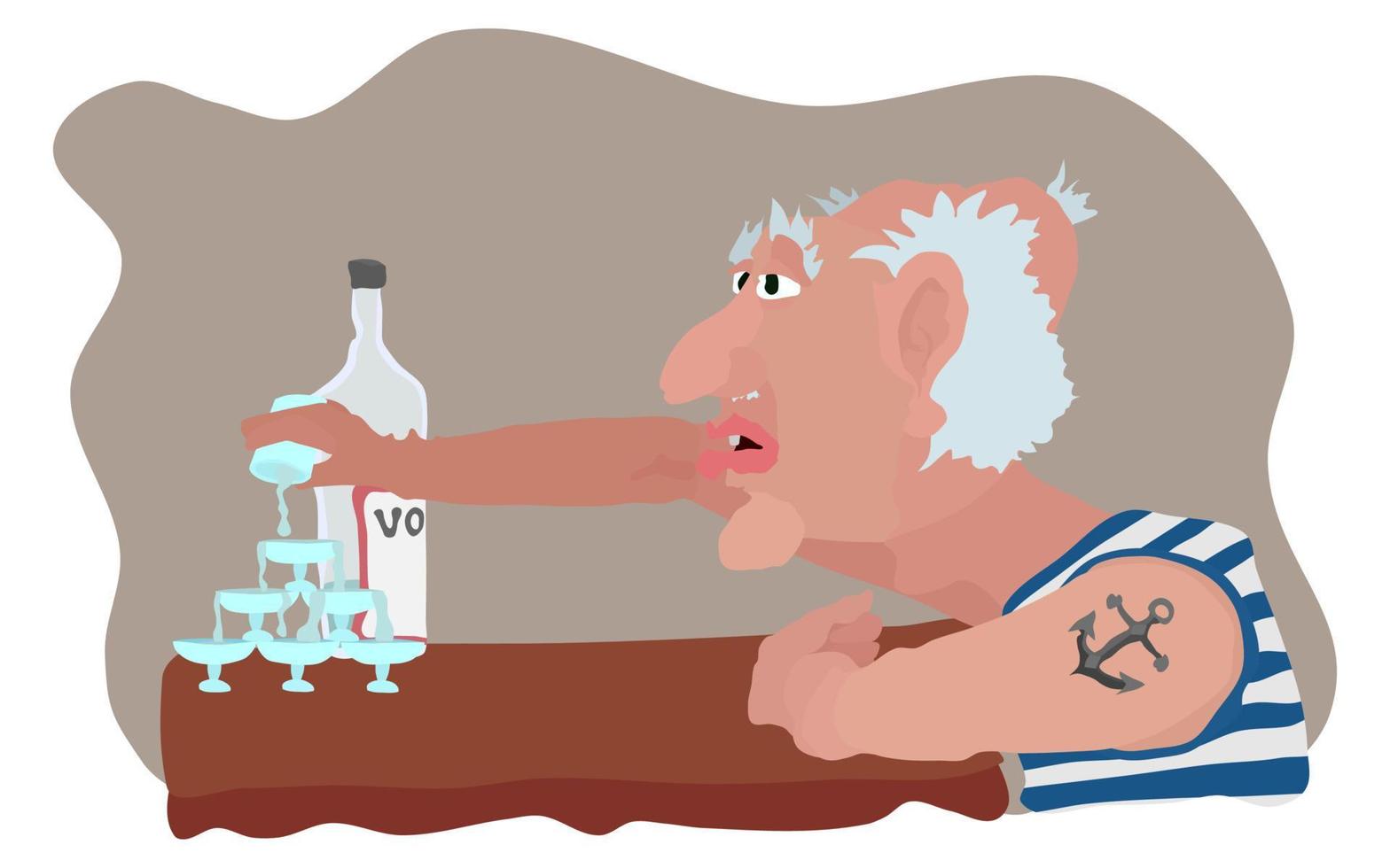 chronic alcoholic and booze cartoon vector