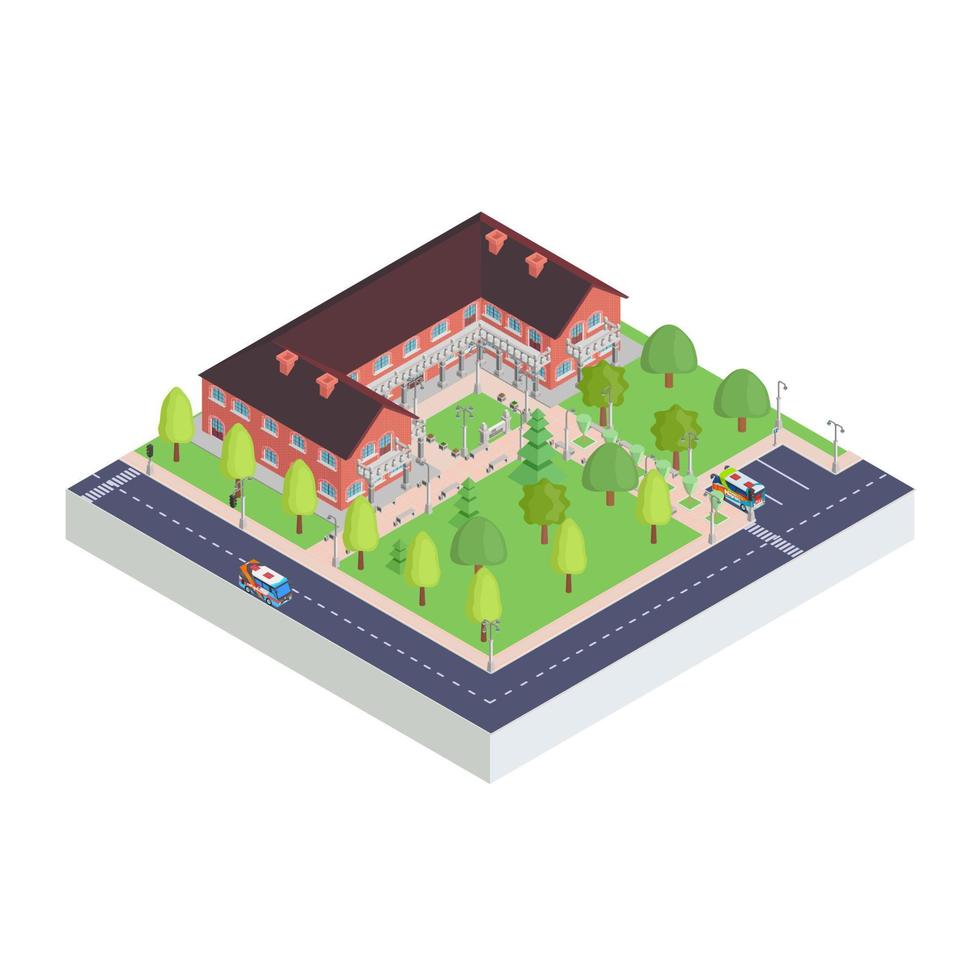 complex isometric icon of the city museum vector