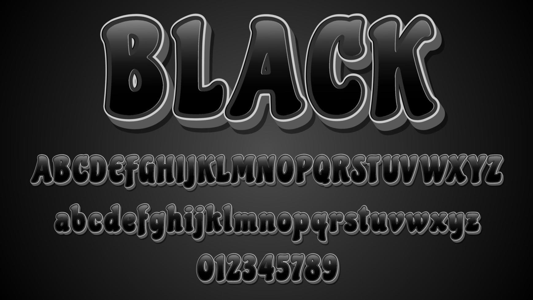 Plantilla de diseño de efecto de texto completamente editable en negrita negro degradado 3d moderno vector