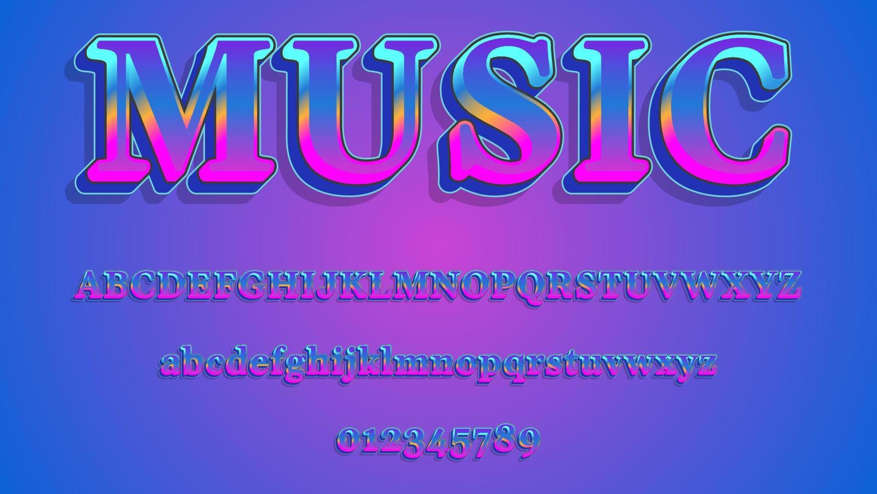 Modern Colorful Word Music Text Effect Design Template vector