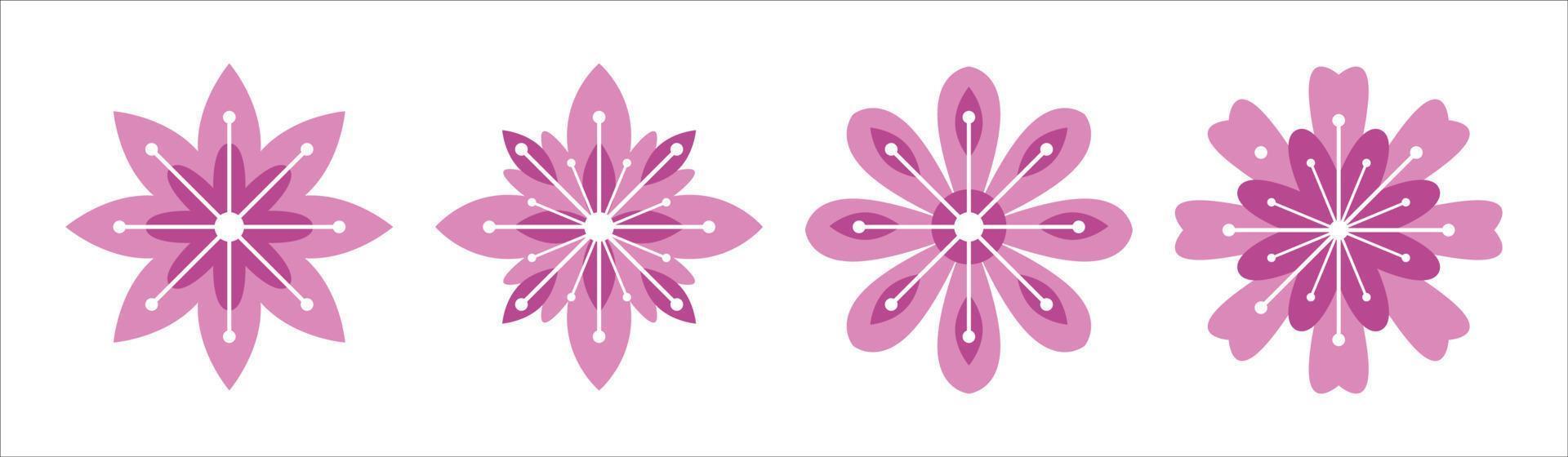 set of flowers blossom vector