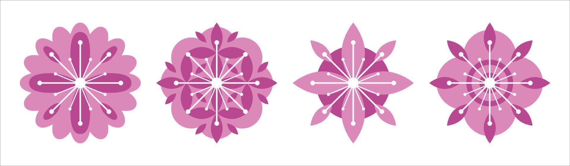 conjunto, de, flores, flor, vector, eps, 10 vector