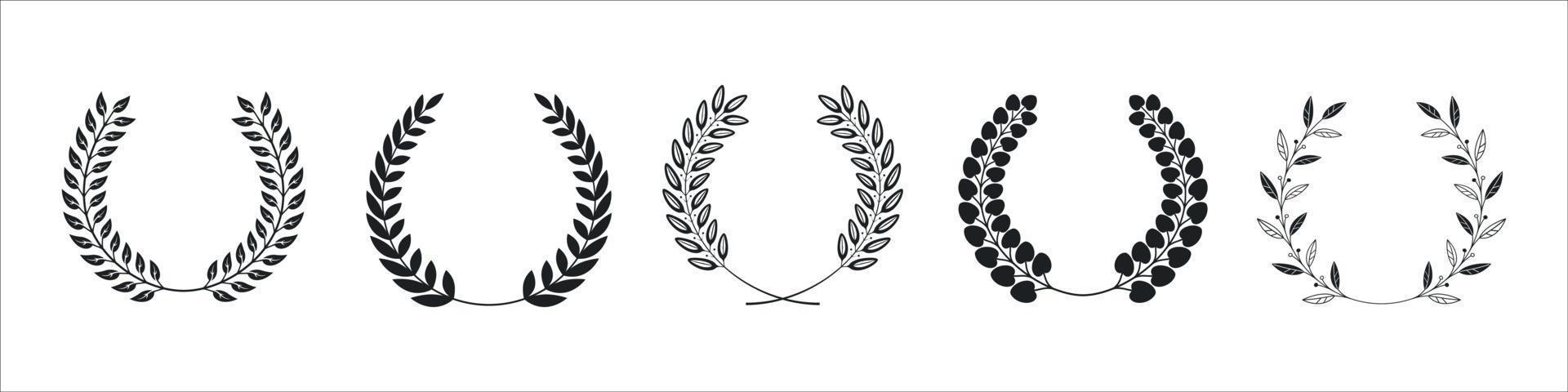 Set of laurel foliate and wheat wreaths vector