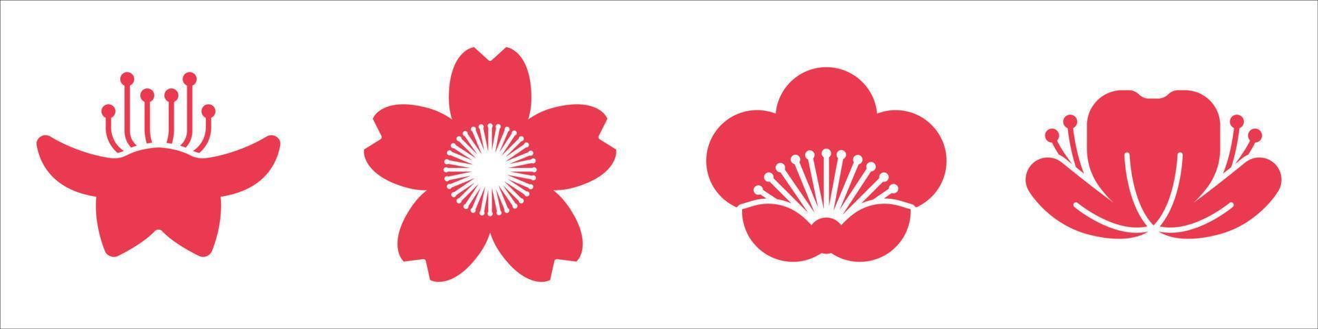 Cherry blossom icons vector