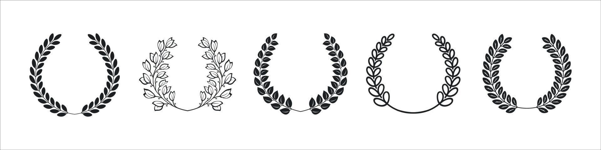 Set of hands drawn decorative wreaths. Vector illustration