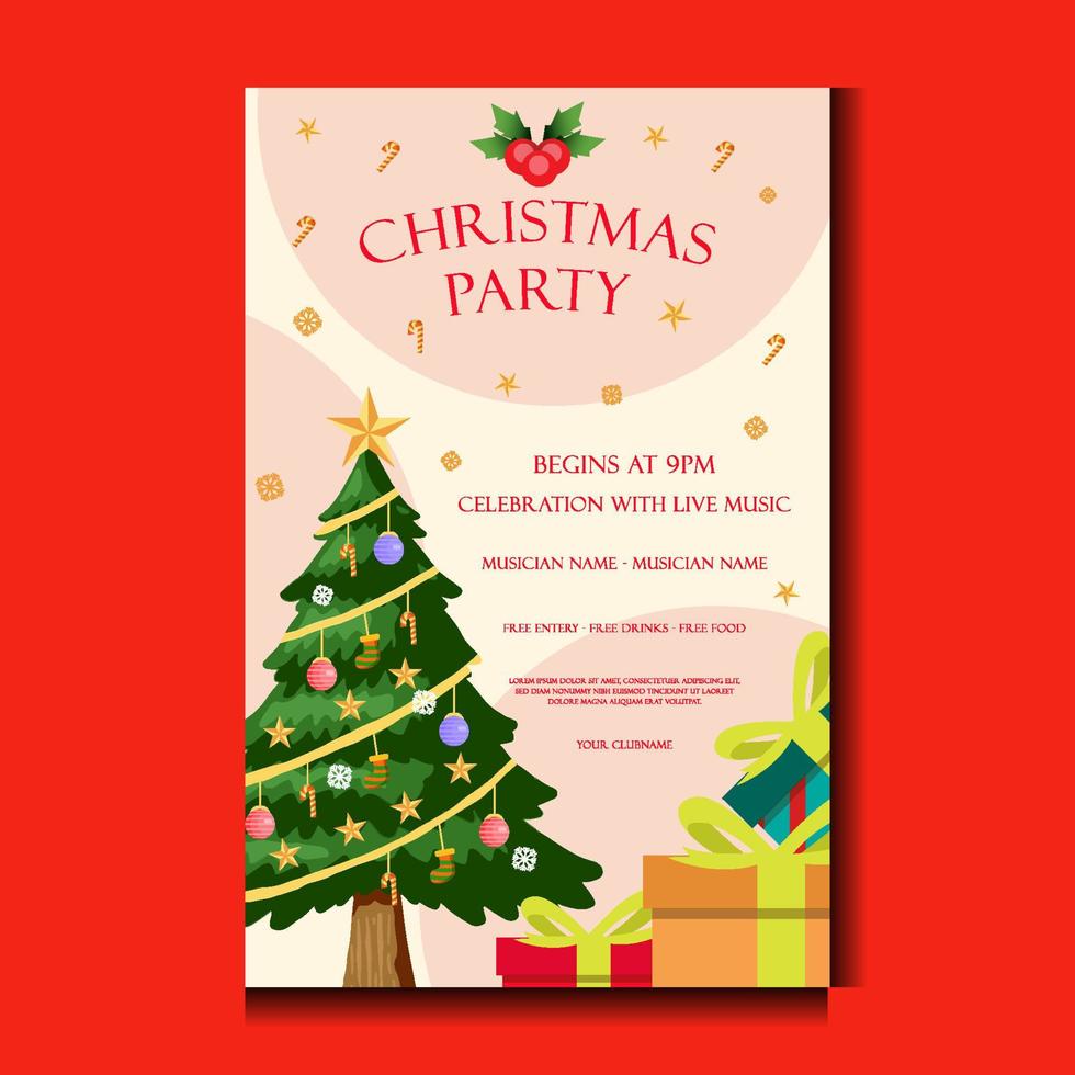 Christmas party poster template vector illustration