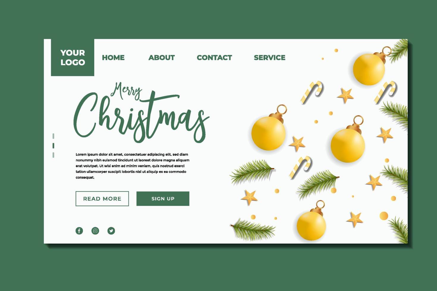 Christmas landing page concept design template vector
