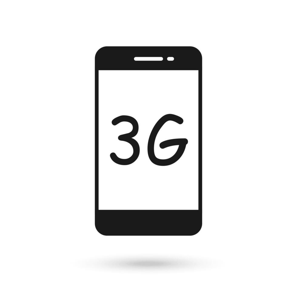 Mobile phone flat design icon with 3g communication technology symbol vector