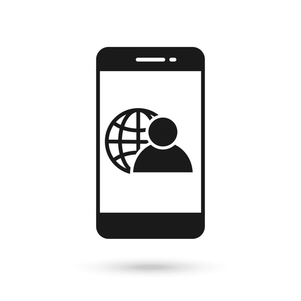 Mobile phone flat design with Network administrator icon. vector