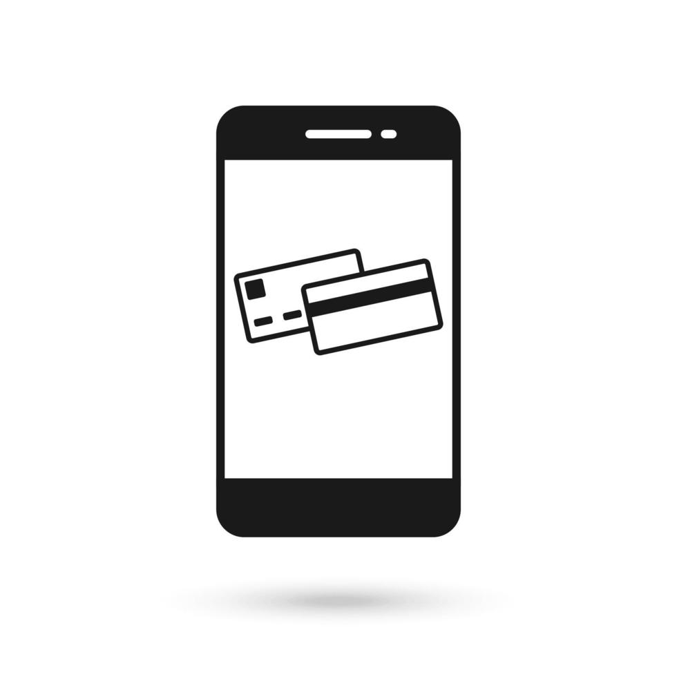 icono de diseño plano de teléfono móvil con símbolo de tarjetas de crédito vector