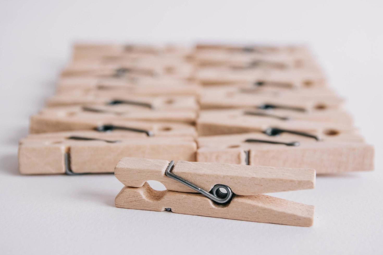 Set of clothespins isolated on white background photo