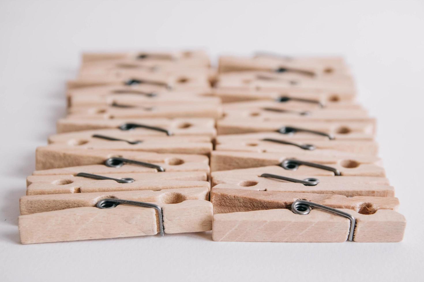 Set of clothespins isolated on white background photo