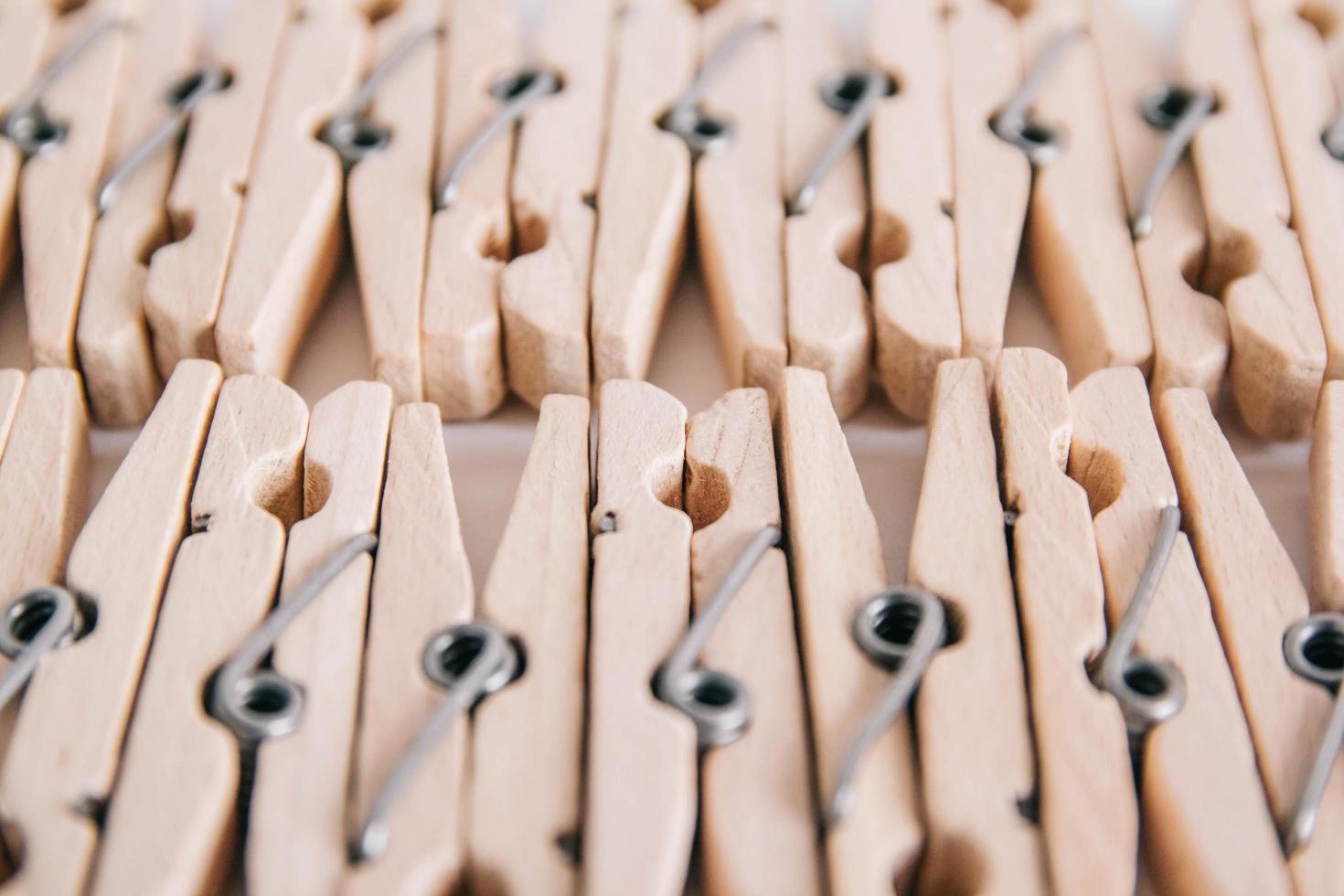 Set of clothespins isolated on white background photo
