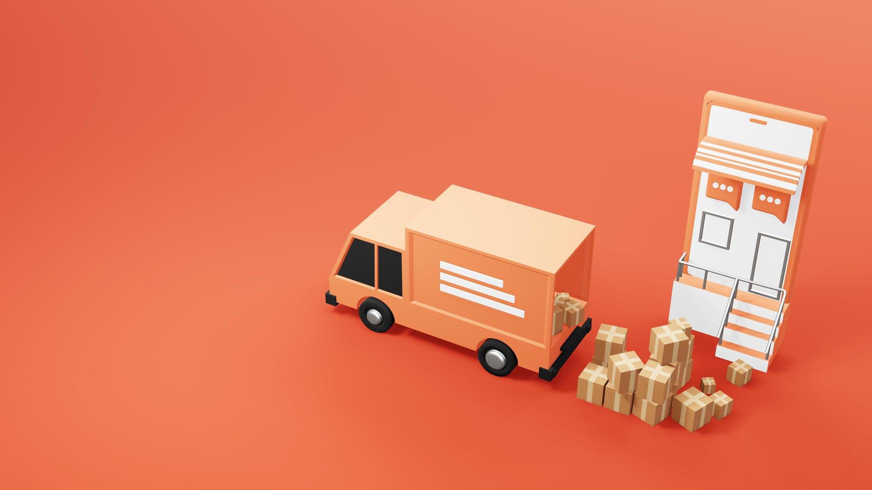 Delivery Service Truck 3D rendering Background Design Premium Photo