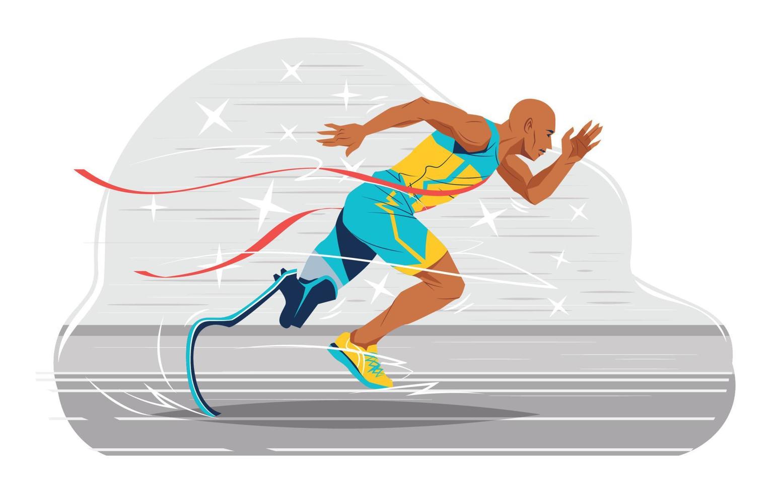 Paralympic Sprinter Athlete at The Finish Line vector