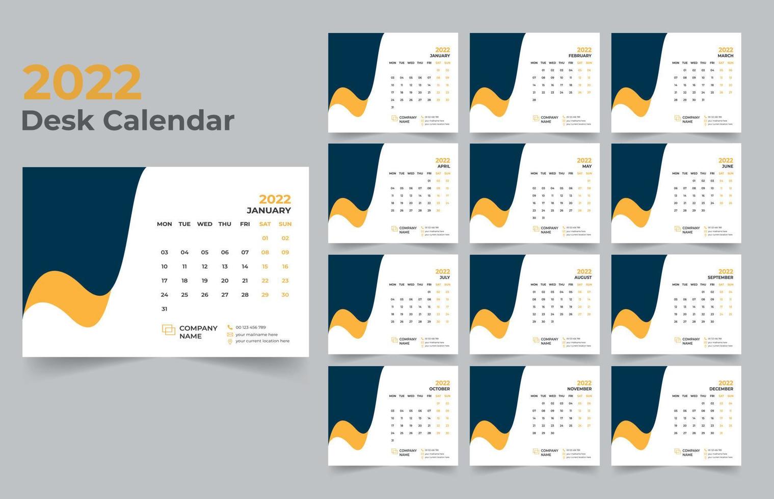 Desk calendar design 2022 4245951 Vector Art at Vecteezy