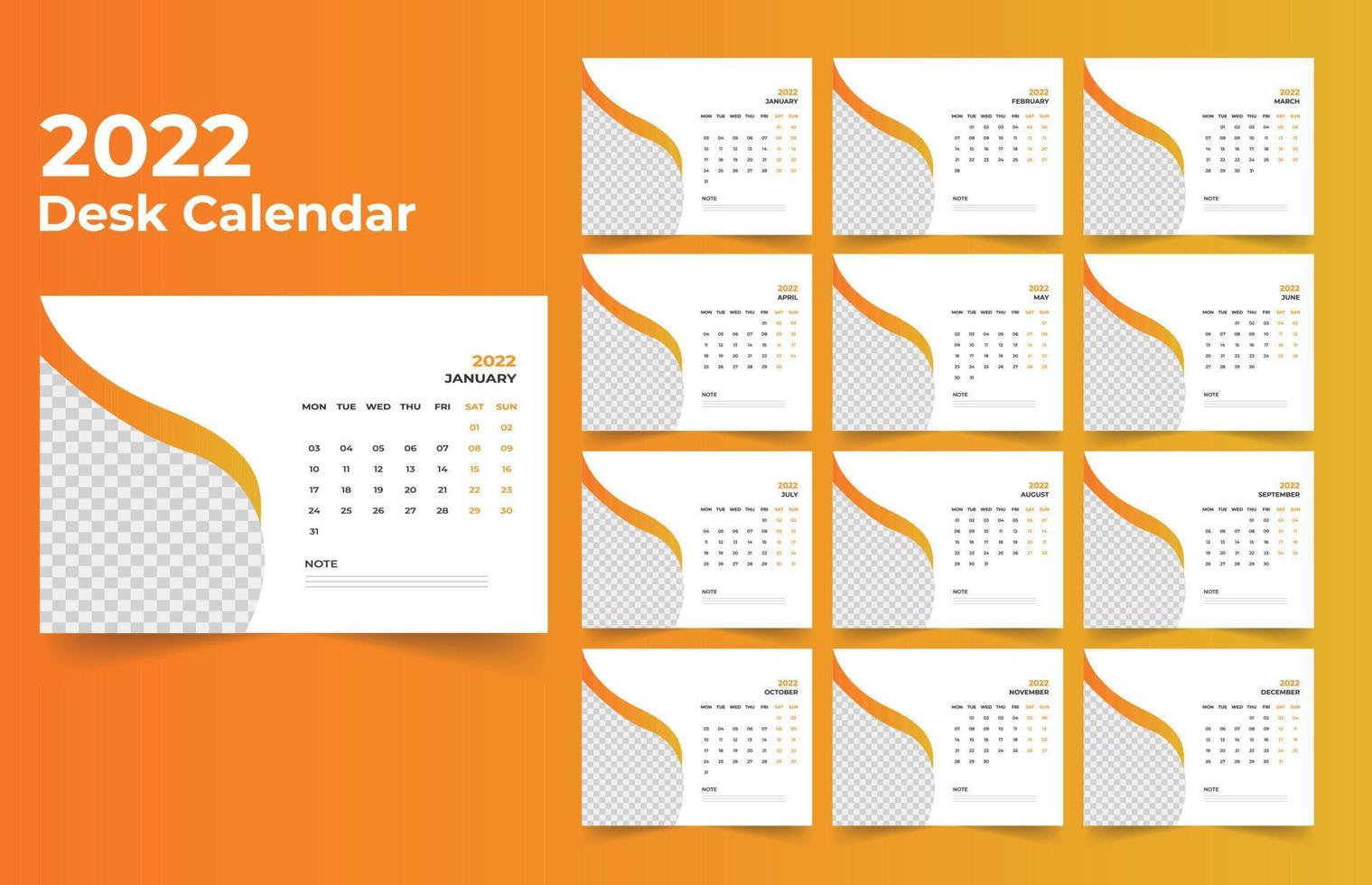 diseño de calendario de escritorio 2022 vector