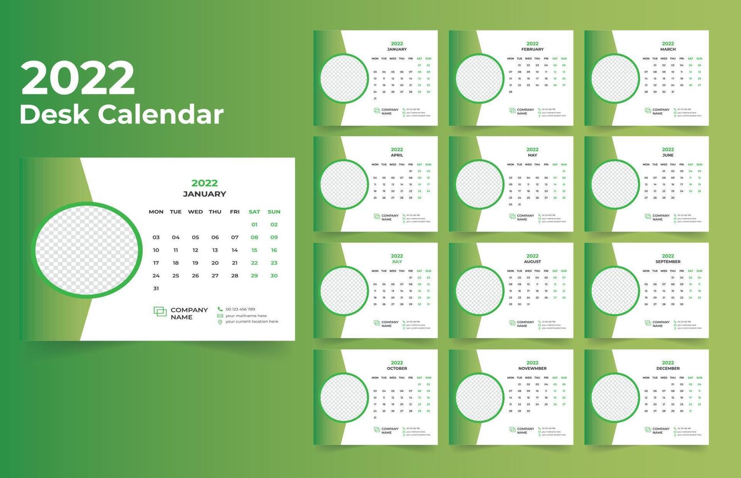 diseño de calendario de escritorio 2022 vector