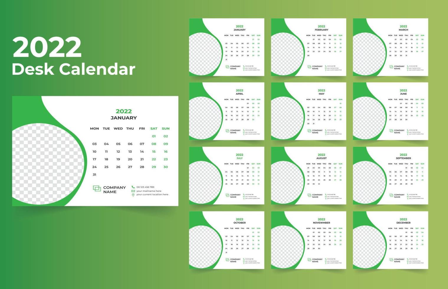 Desk calendar design 2022 vector