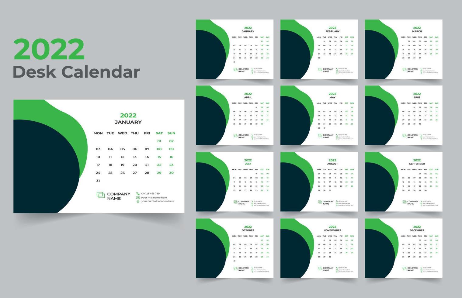 Desk calendar design 2022 4245964 Vector Art at Vecteezy